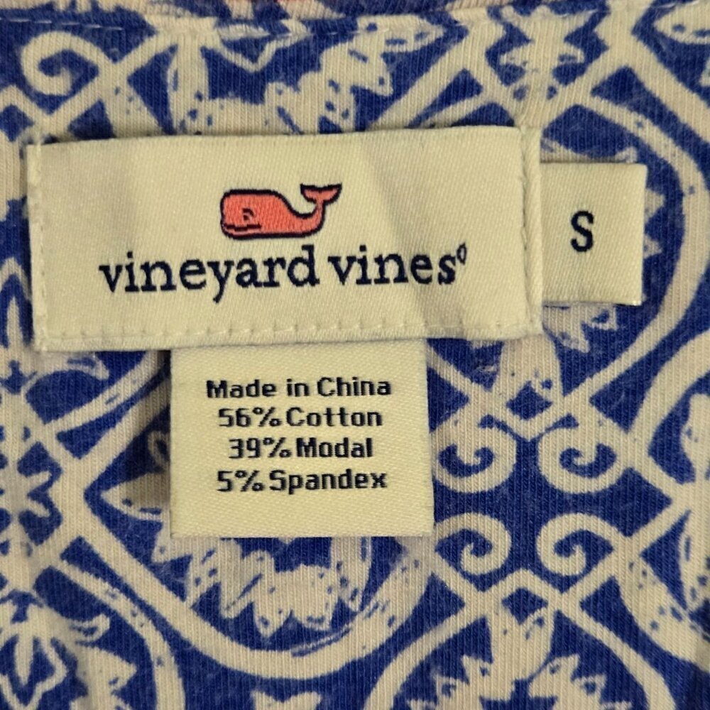 Vineyard Vines Tile Print Embroidered Jersey Knit Dress Size S - Picture 7 of 7